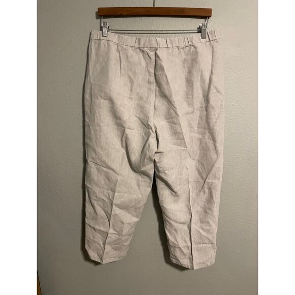 J. Jill Love Linen Womens Pants Large Gray Linen Crop Wide Leg Relaxed Lagenlook - Picture 2 of 7